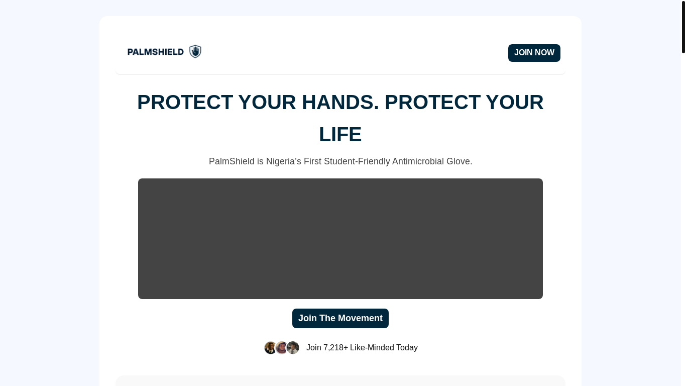 website screenshot of https://palmshieldgloves.info/