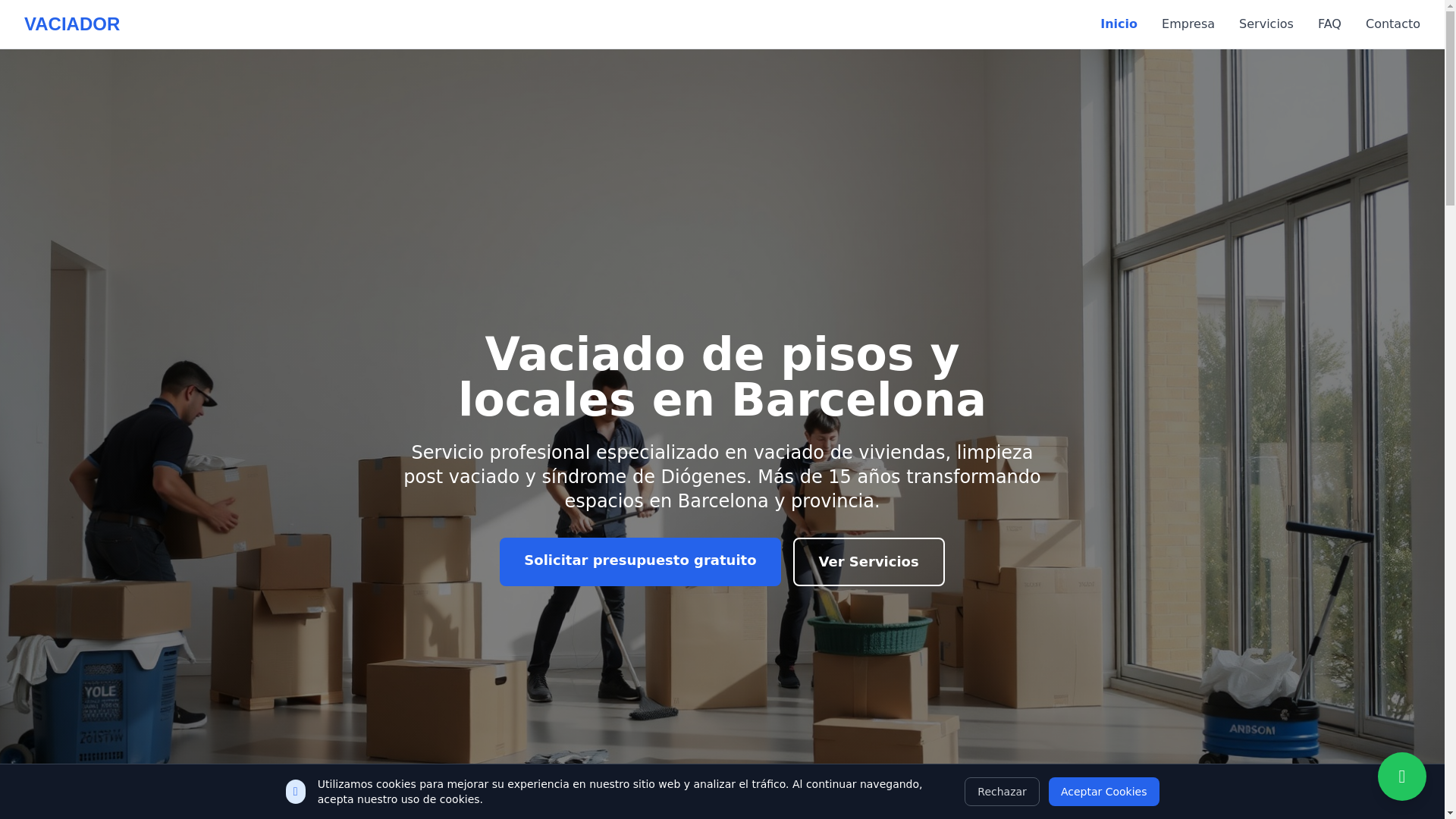 website screenshot of https://vaciadodepisos.nom.es/