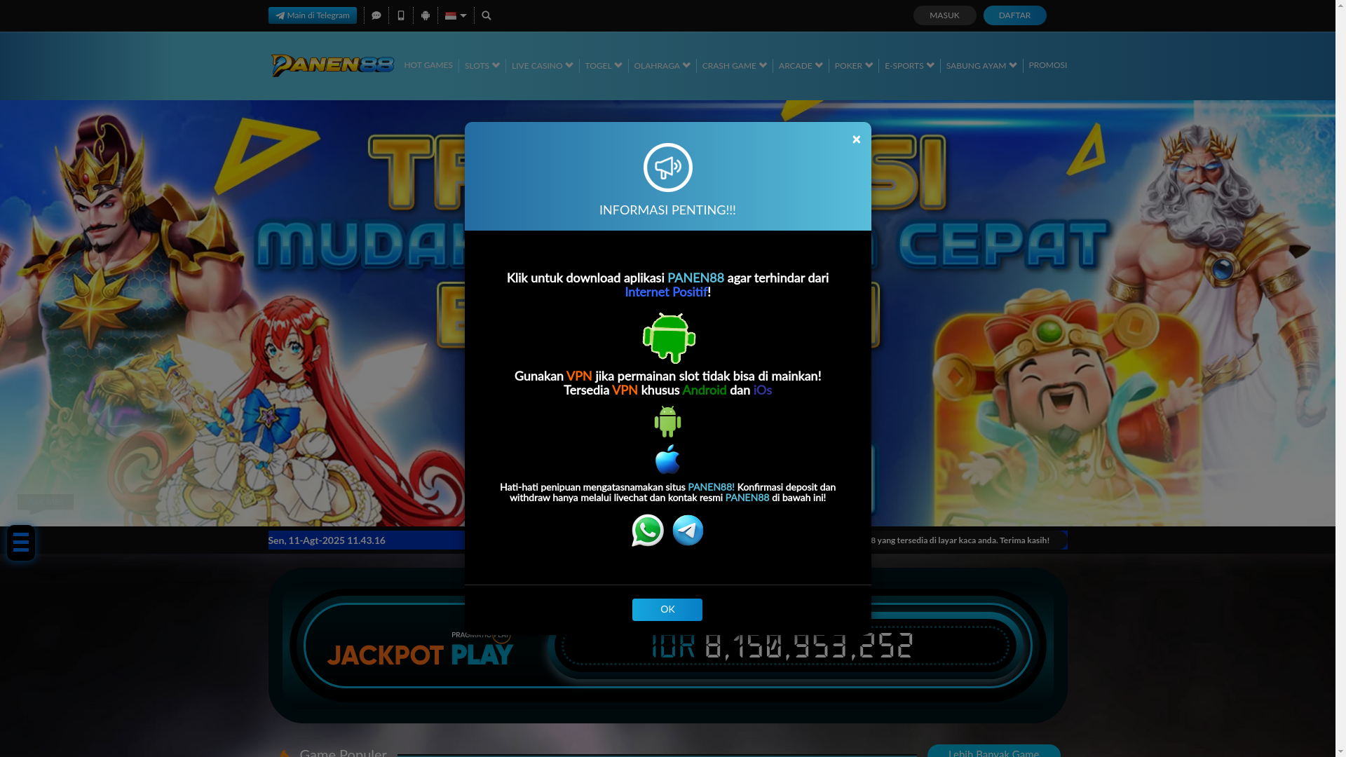 website screenshot of https://panen88pemberani.live/