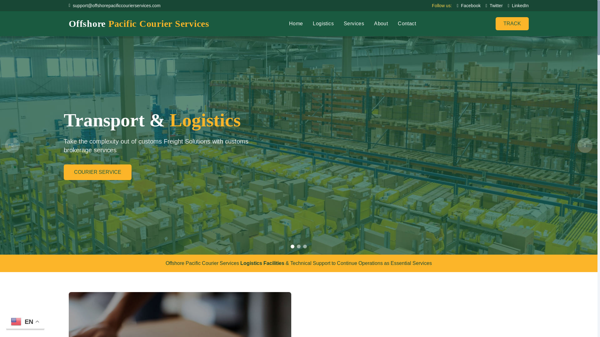 website screenshot of https://offshorepacificcourierservices.com/