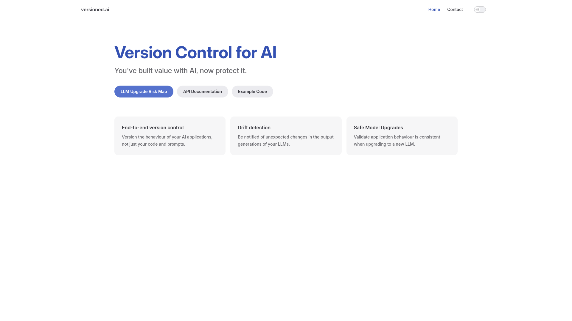 website screenshot of https://versionedai-web.pages.dev/