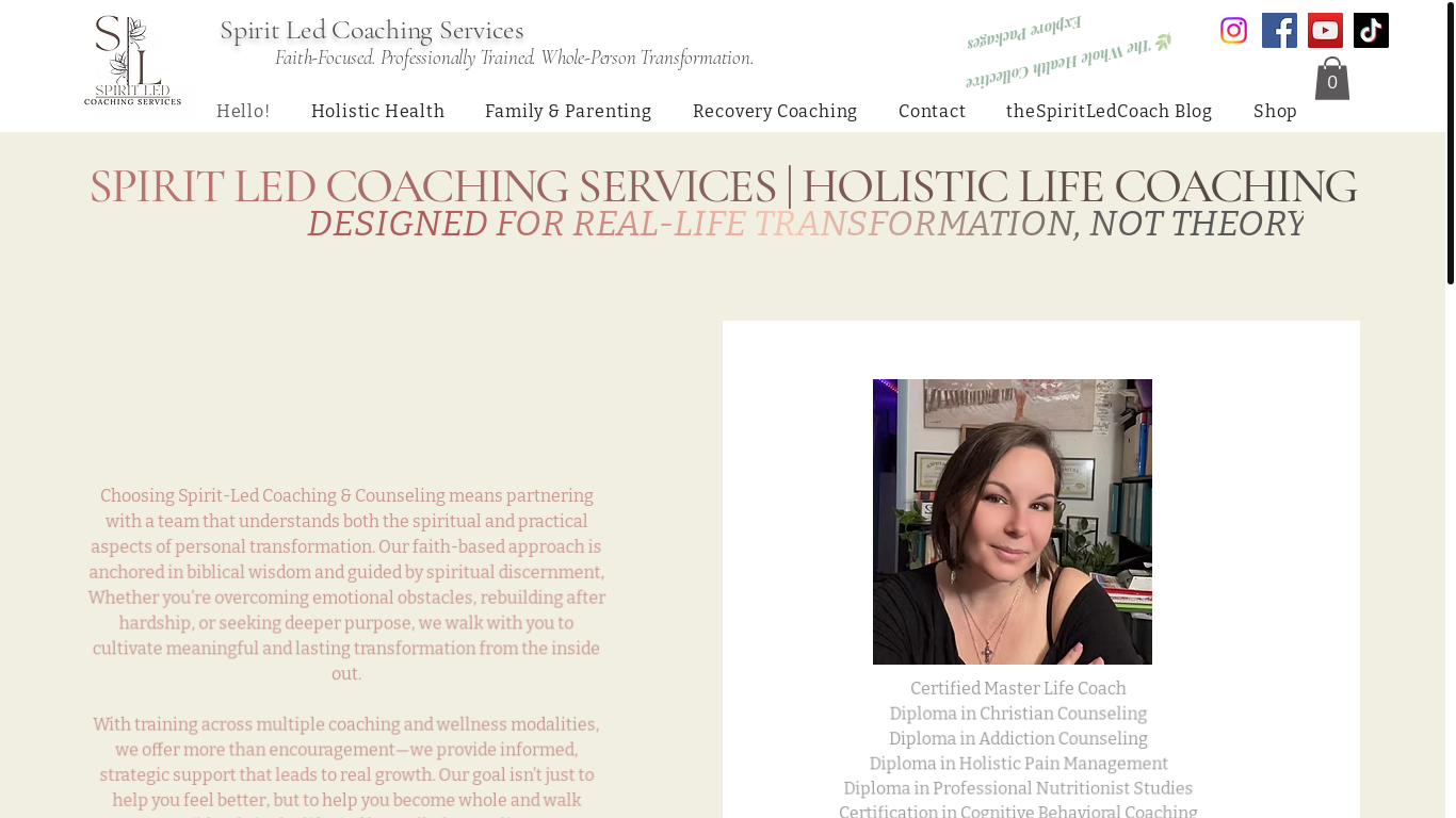 website screenshot of https://spiritledcoachingservices.com/