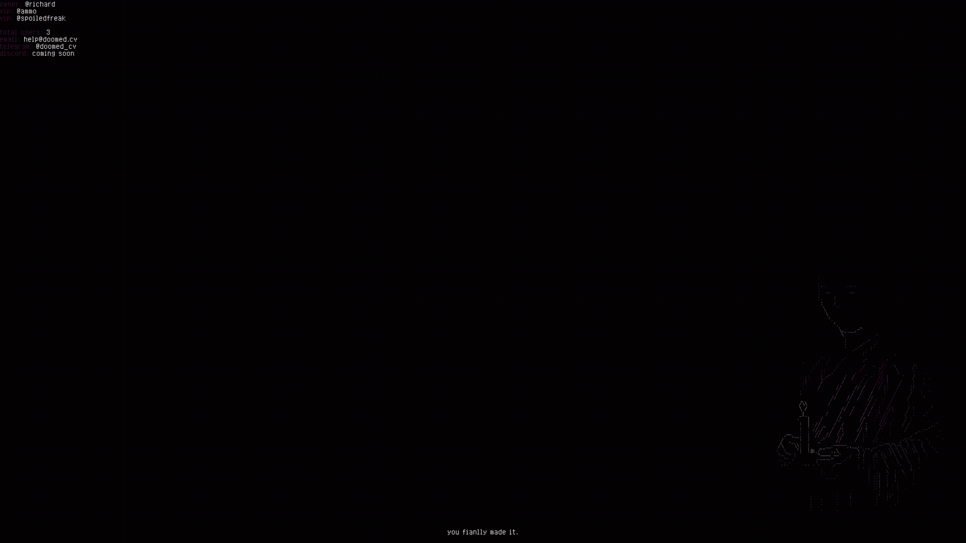 website screenshot of https://doomed.cv/