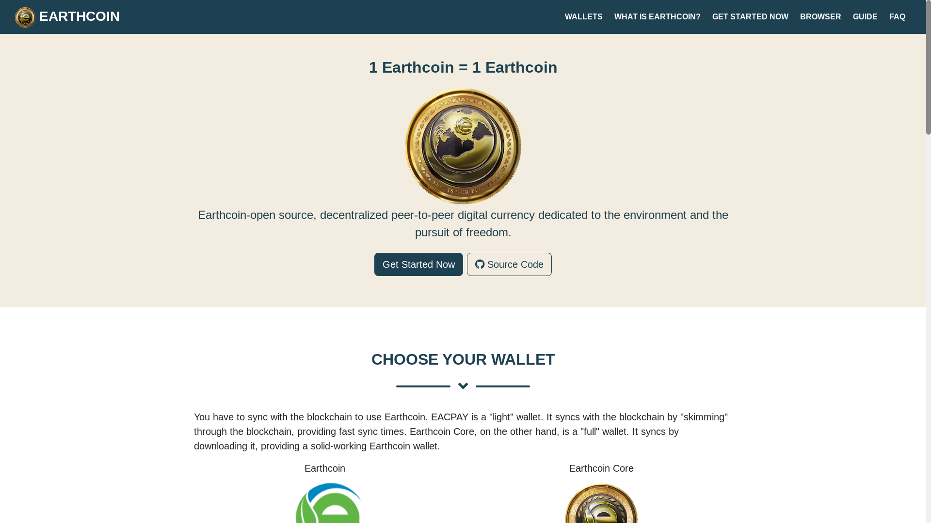 website screenshot of https://earthcoinweb.pages.dev/