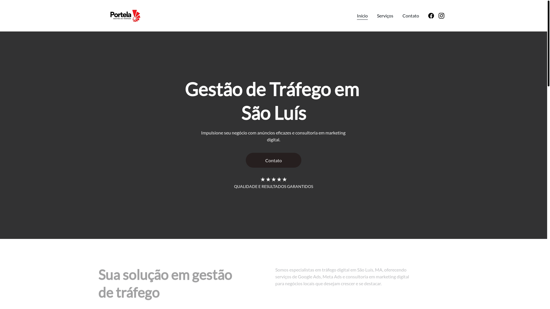 website screenshot of https://portelagestaodetrafego.com.br/