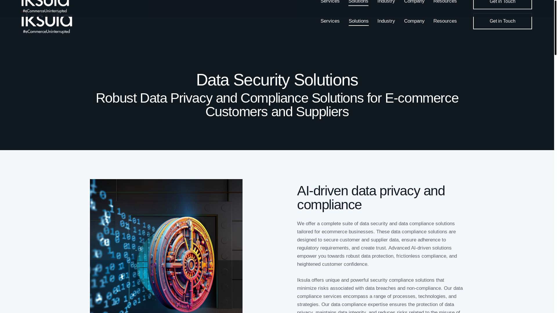 website screenshot of https://iksula.com/data-privacy-compliance/