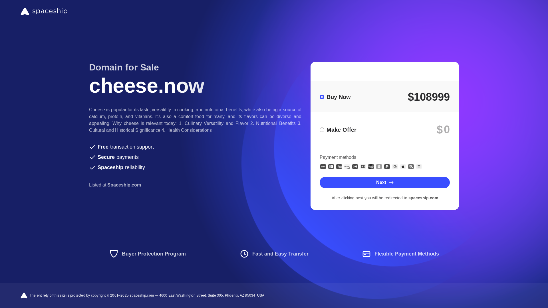 website screenshot of https://cheese.now/
