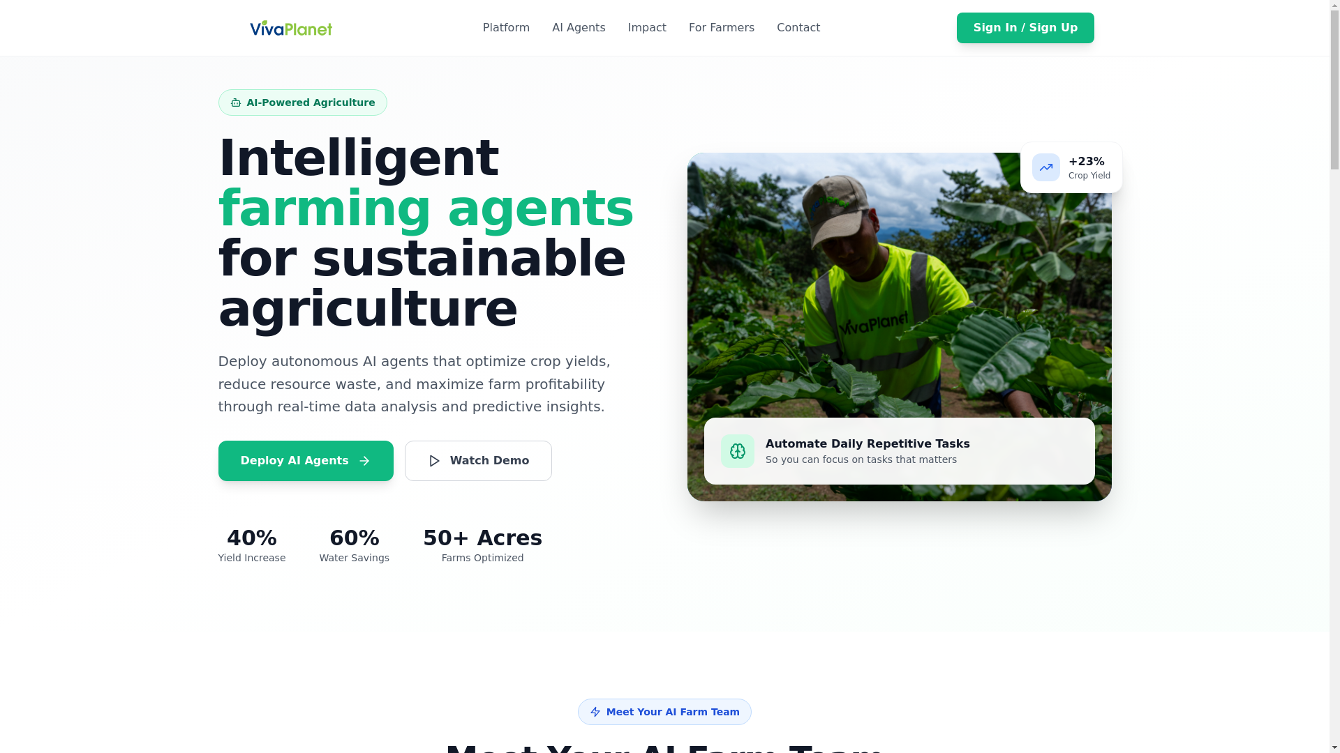 website screenshot of https://vivaplanet.ai/