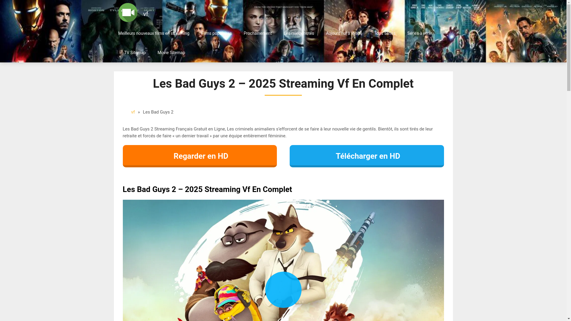 website screenshot of https://vfstreaming1.watch/voirfilm/1175942/the-bad-guys-2-streaming-complet/%E2%80%A6
