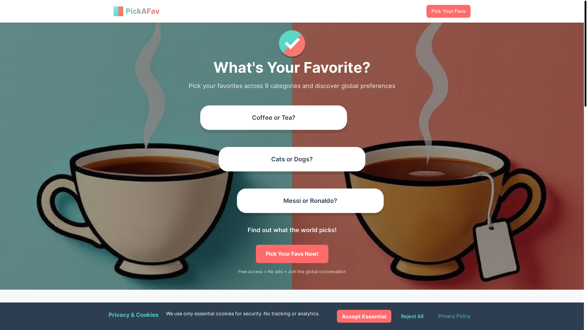 website screenshot of https://pickafav-staging.pages.dev/