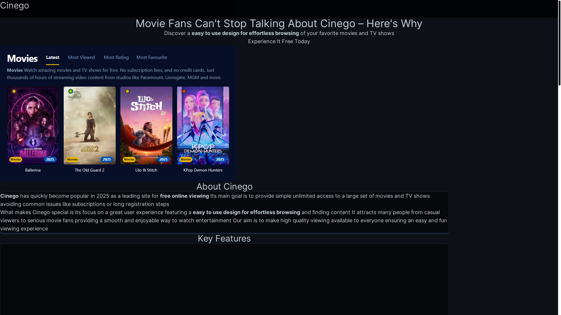 website screenshot of https://cinego-lhes.pages.dev/
