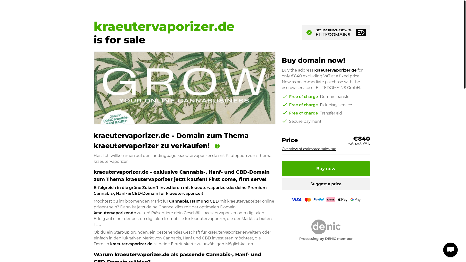 website screenshot of https://kraeutervaporizer.de/