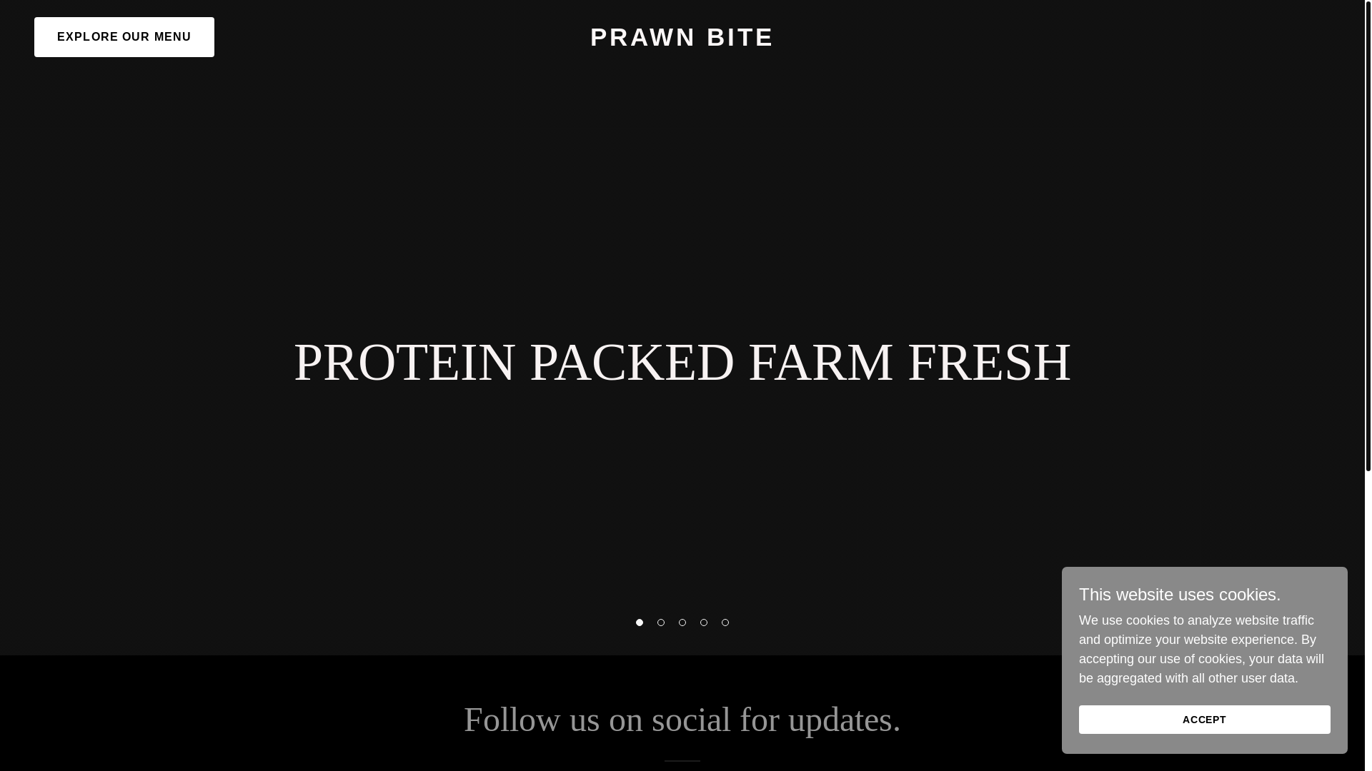 website screenshot of https://prawnbite.com/