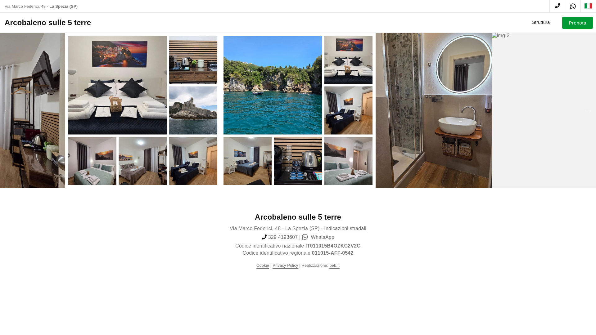 website screenshot of https://arcobalenosulle5terre.it/