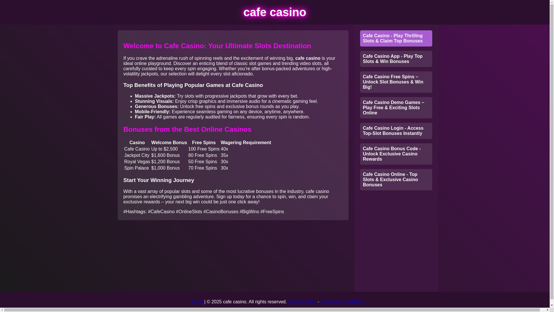 website screenshot of https://play-cafecasino.net/