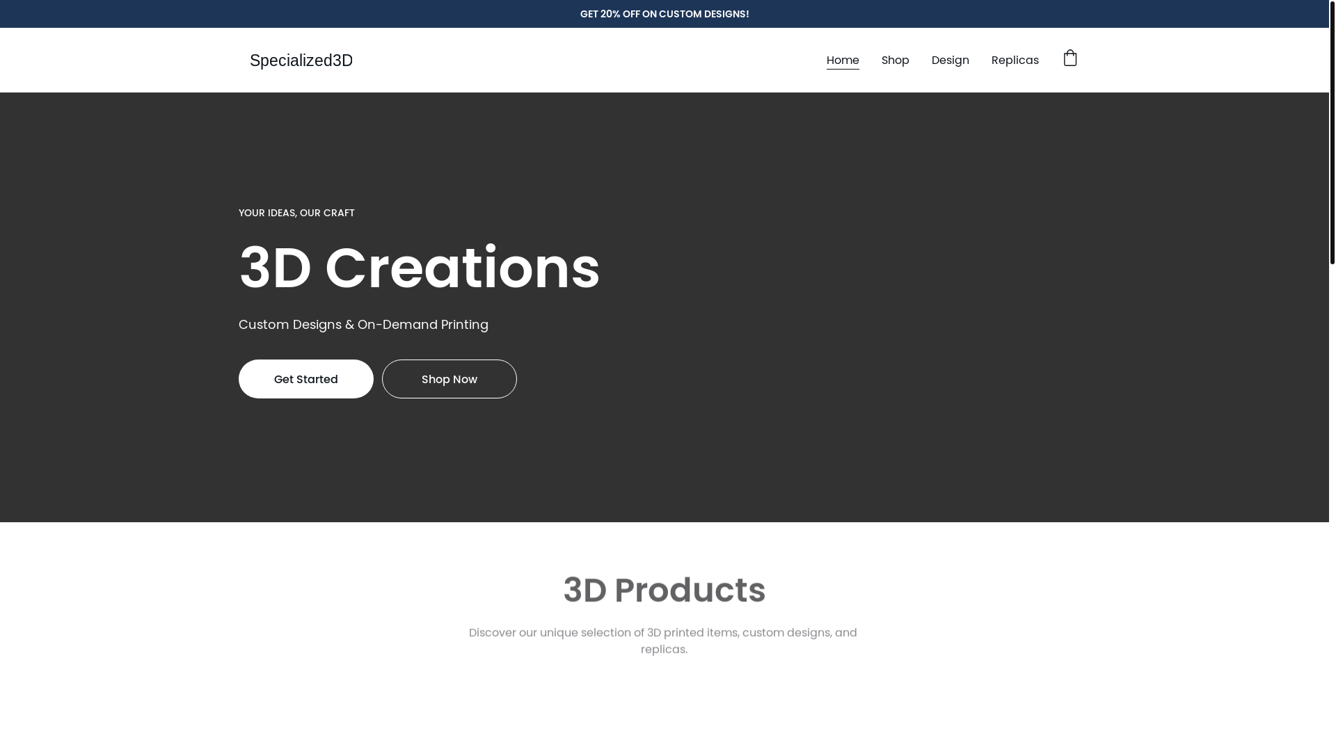 website screenshot of https://specialized3d.shop/