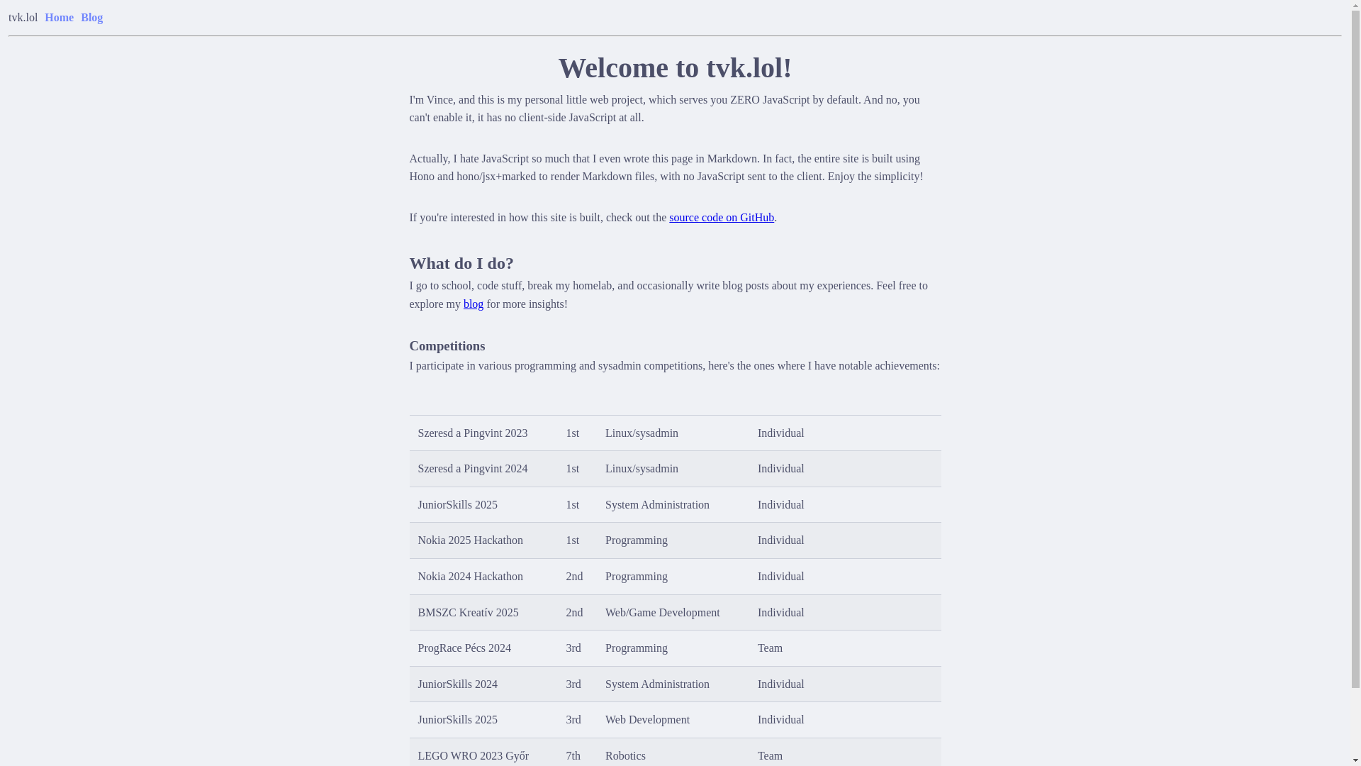 website screenshot of https://tvk.lol/