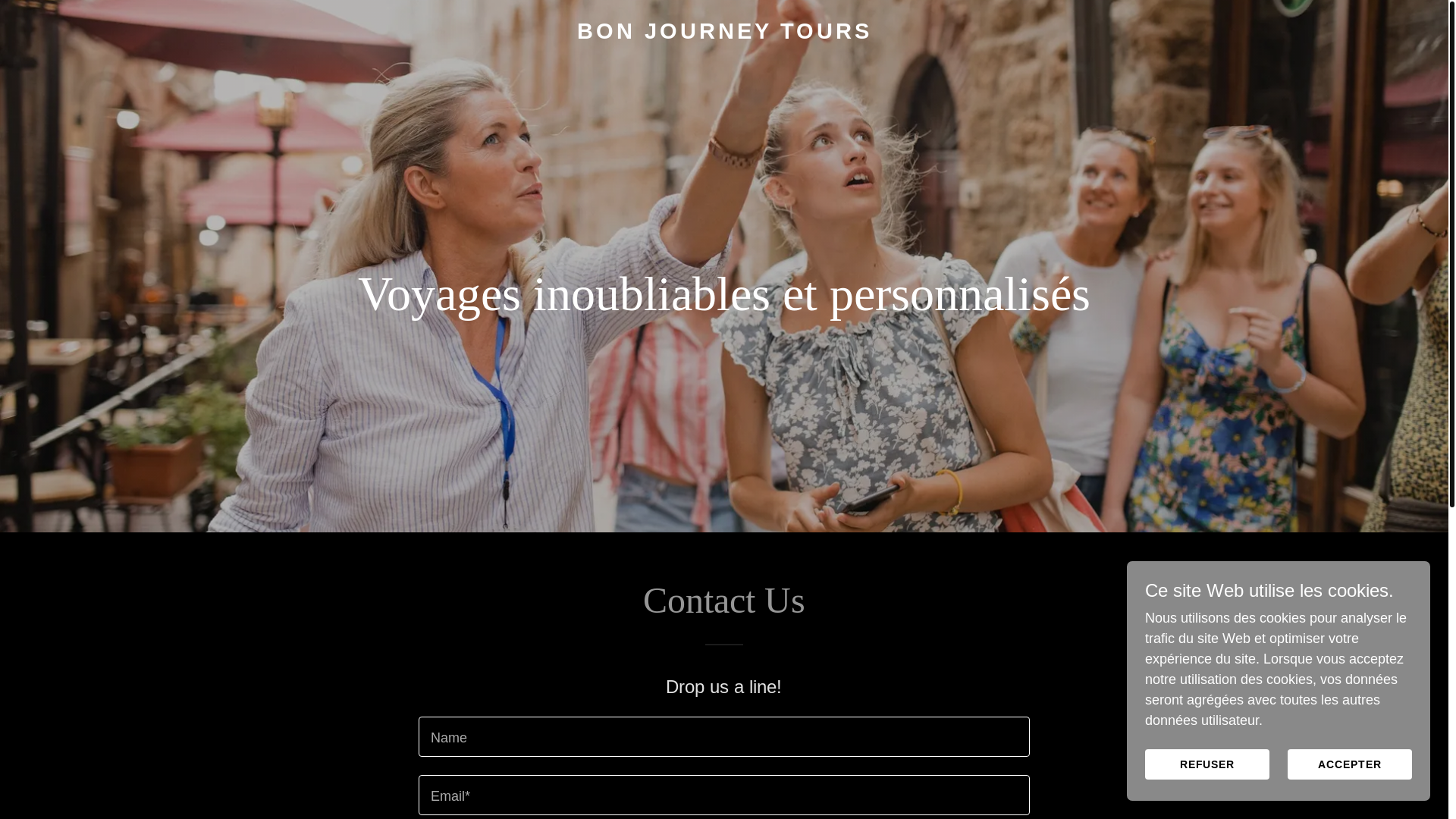 website screenshot of https://bonjourneytours.com/