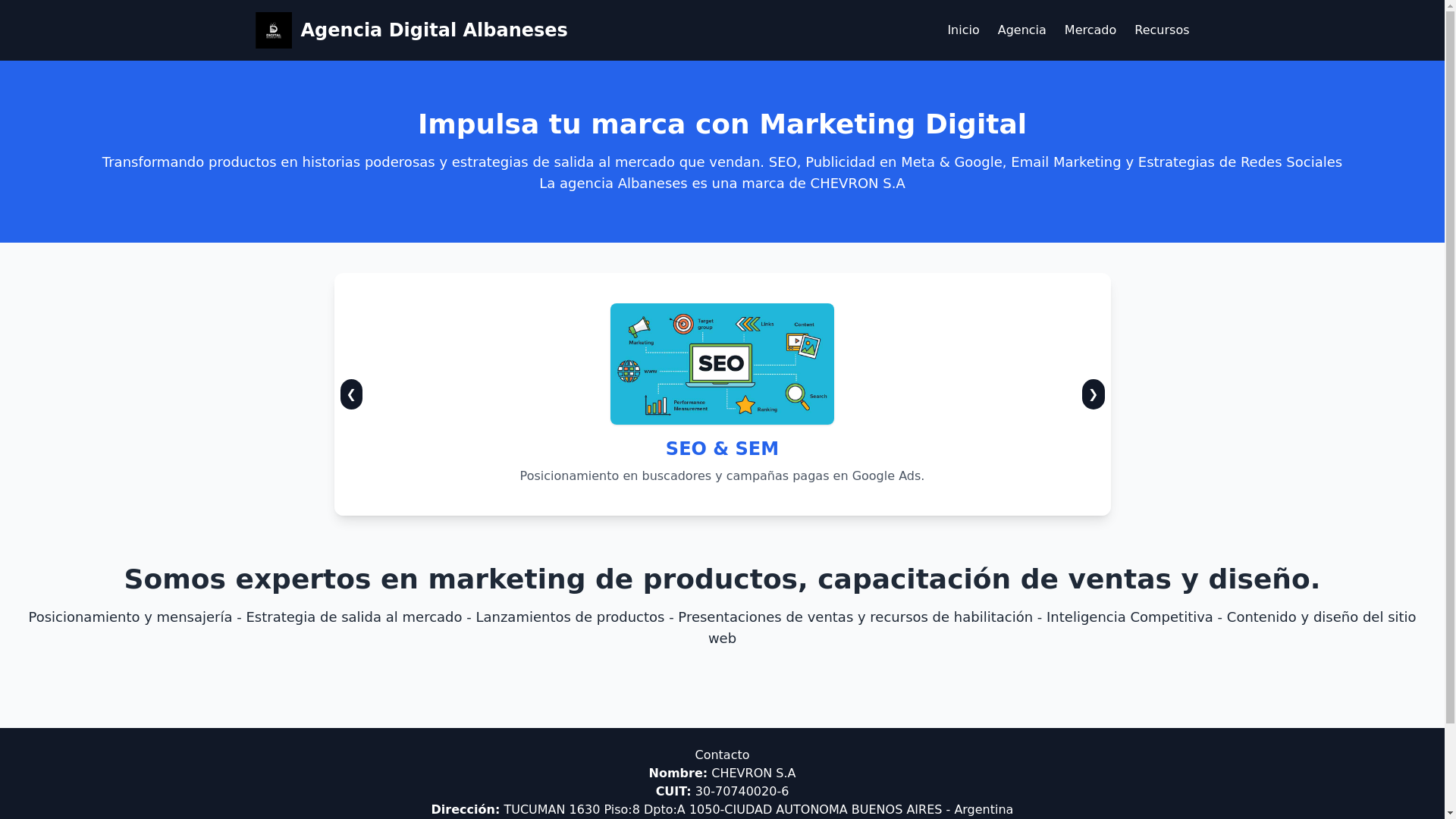 website screenshot of https://albaneses.shop/