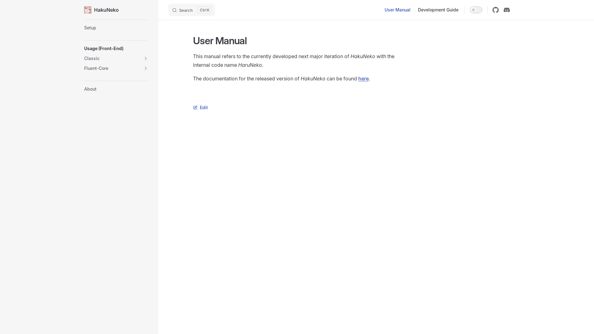 website screenshot of https://hakuneko-docs.pages.dev/