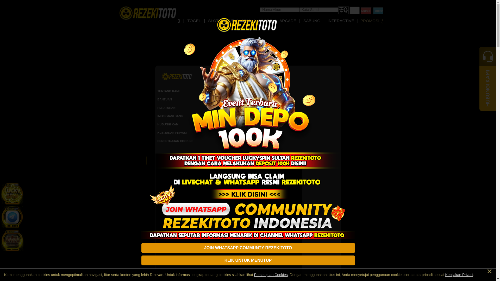 website screenshot of https://rezekitotoslot.com/