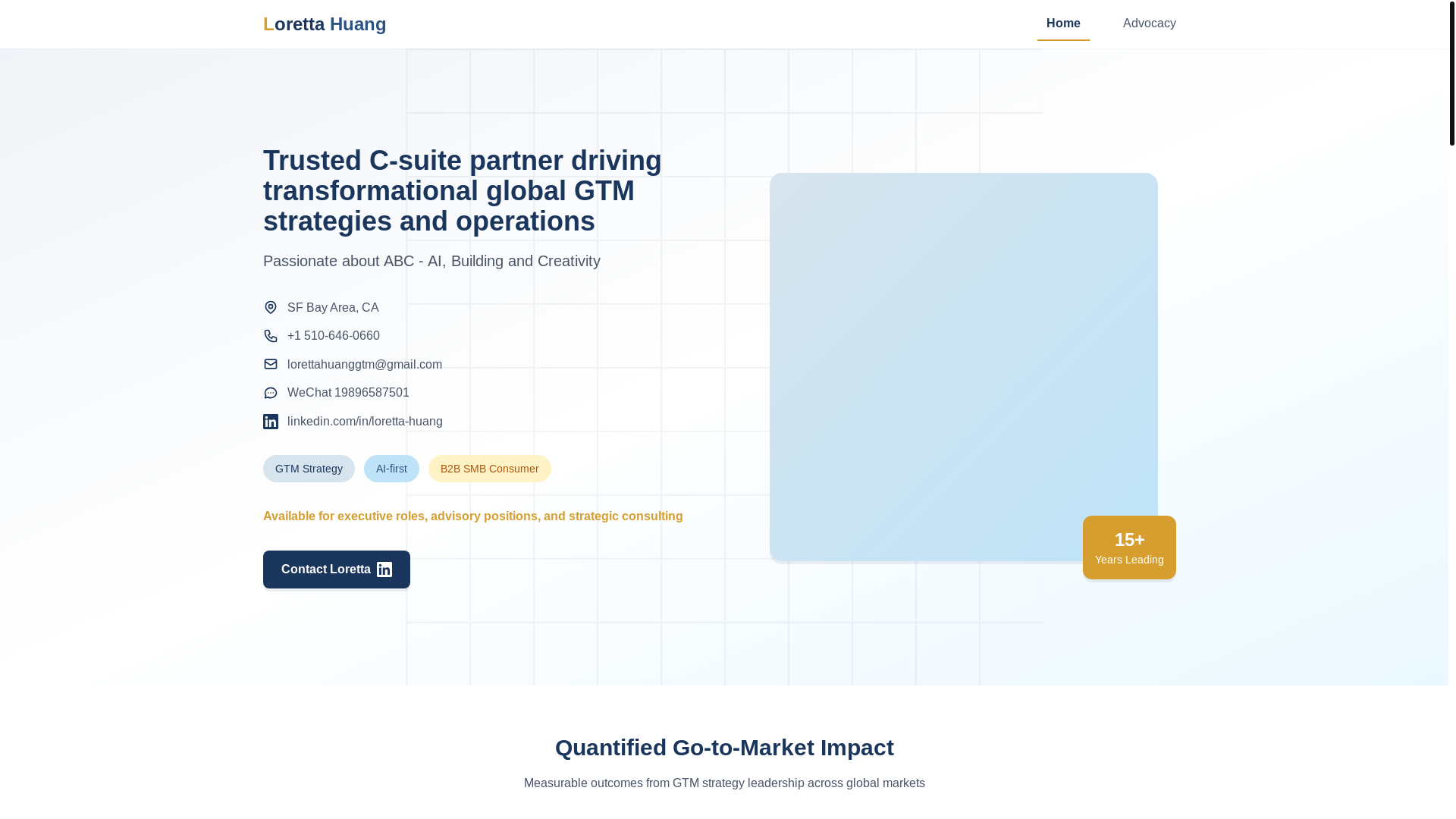 website screenshot of https://lorettahuanggtm.com/
