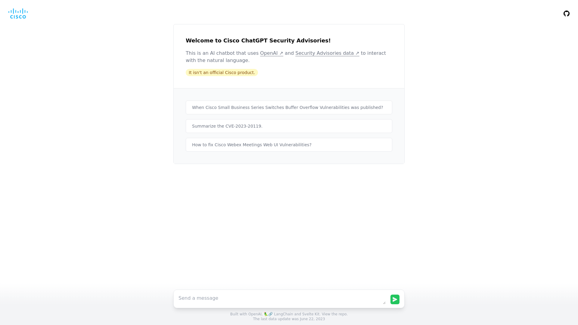 website screenshot of http://cisco-chat-frontend.vercel.app
