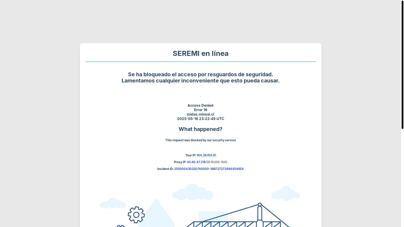 website screenshot of https://midas.minsal.cl/