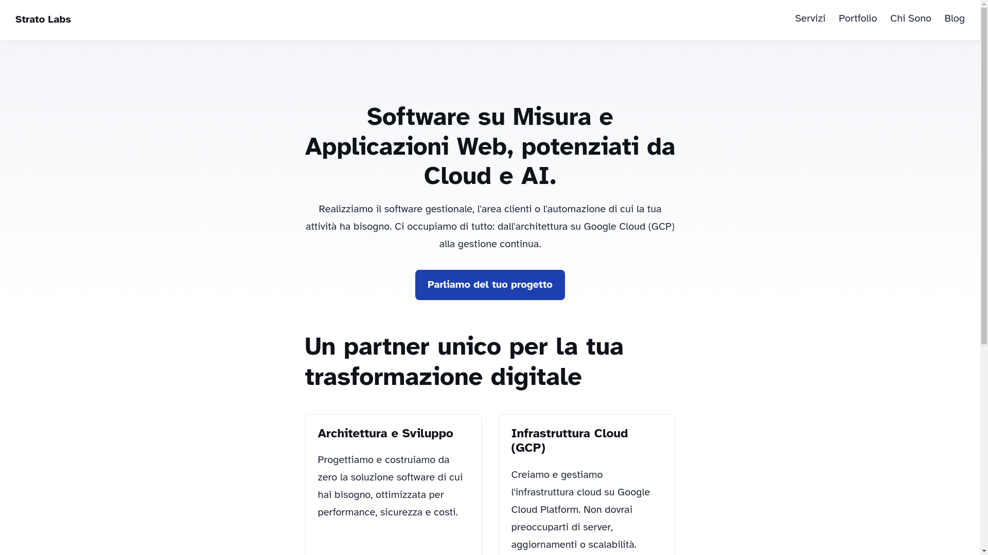 website screenshot of https://stratolabs.it/