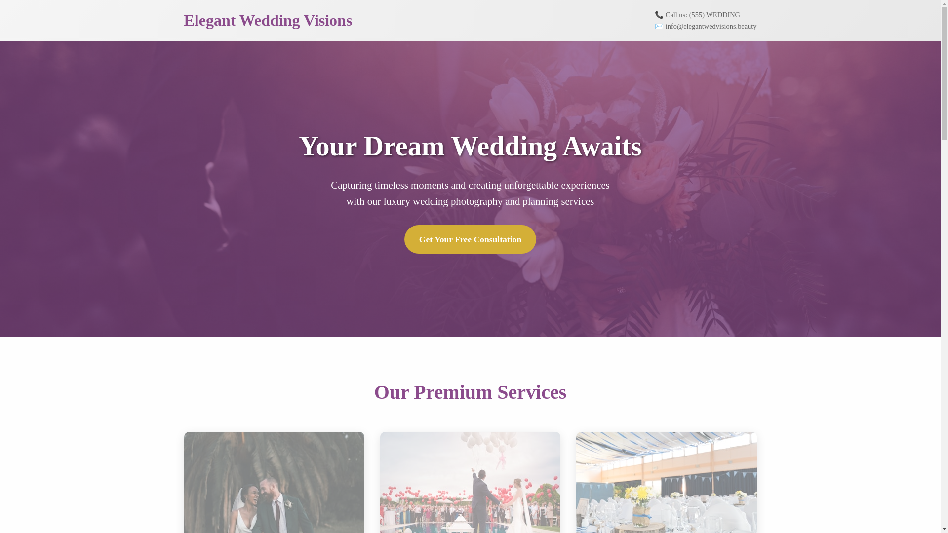 website screenshot of https://elegantwedvisions.beauty/