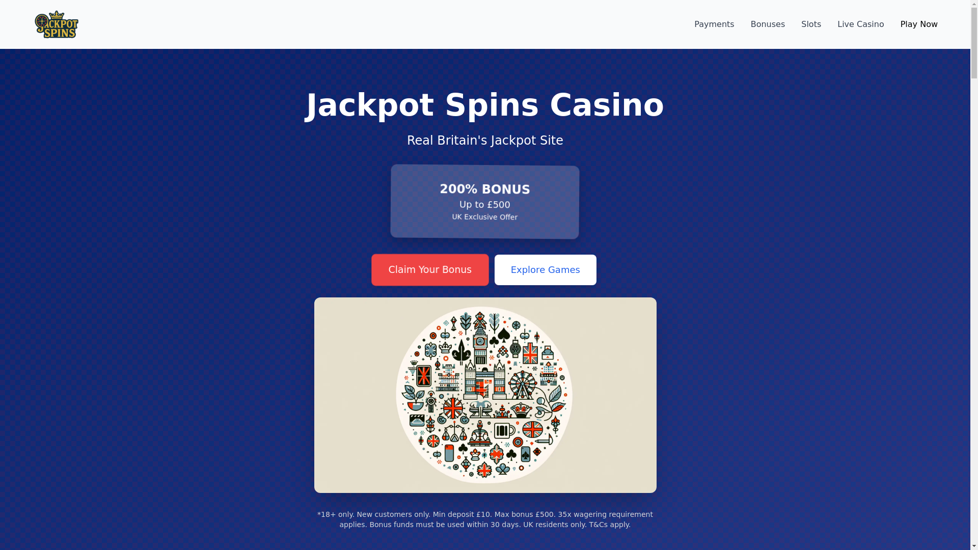 website screenshot of https://jackpot-spins.co.uk/
