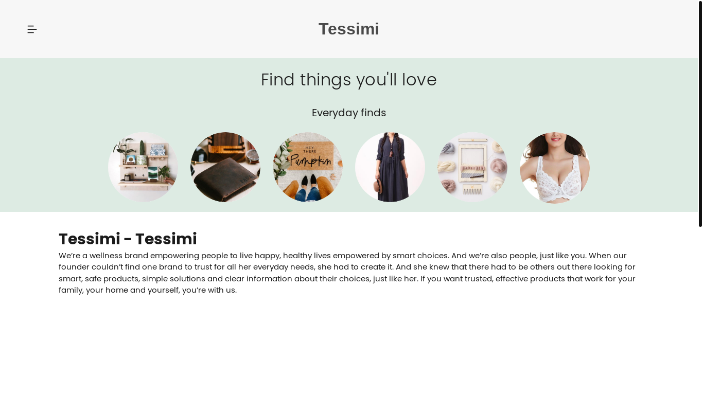 website screenshot of https://tessimi.com/
