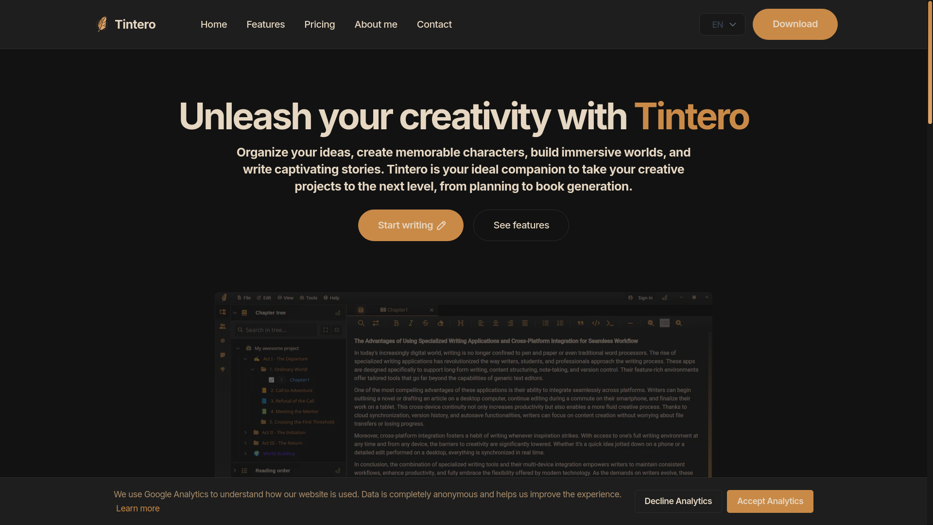 website screenshot of https://tinterolanding.pages.dev/