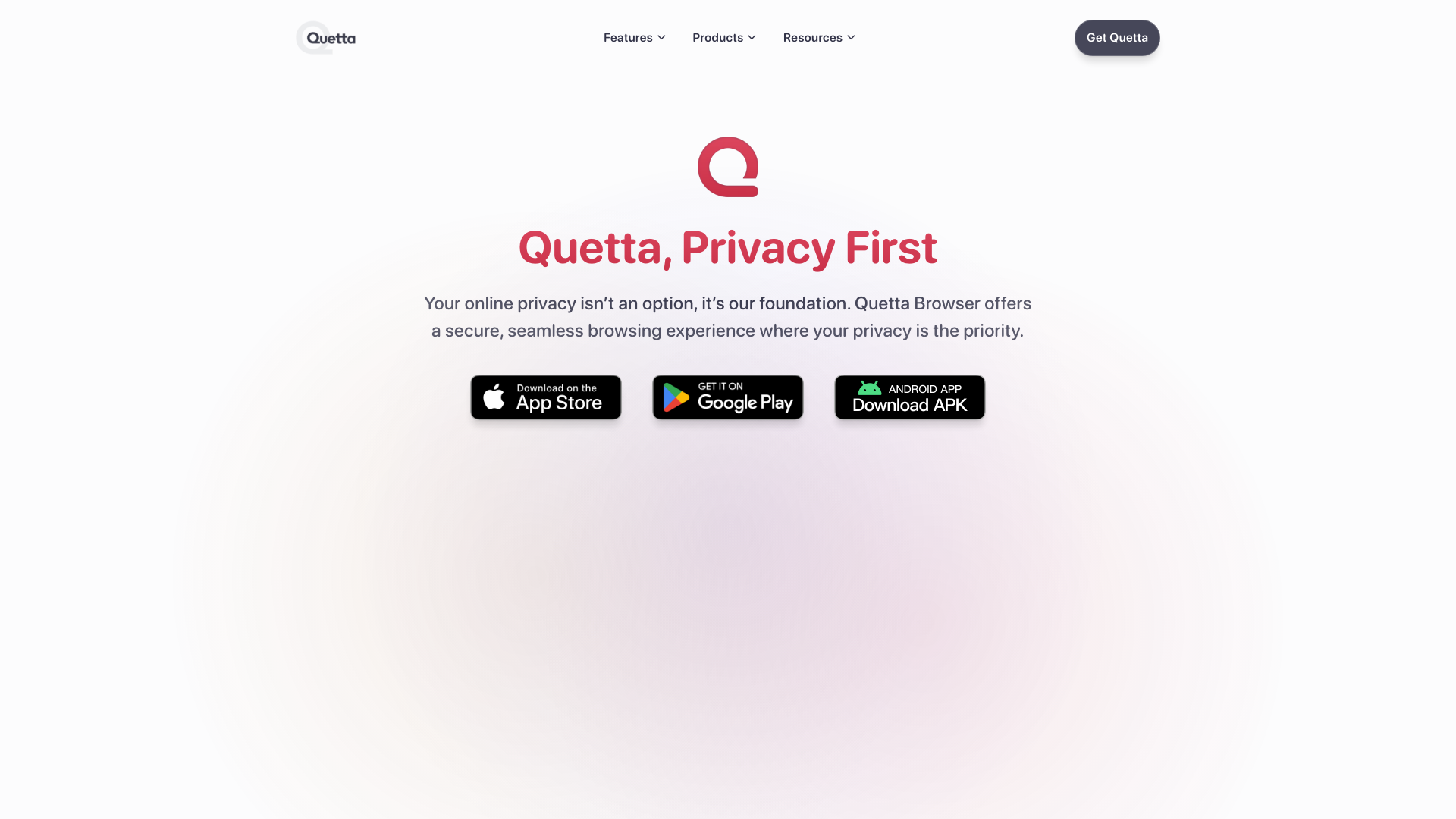 website screenshot of https://quetta.net