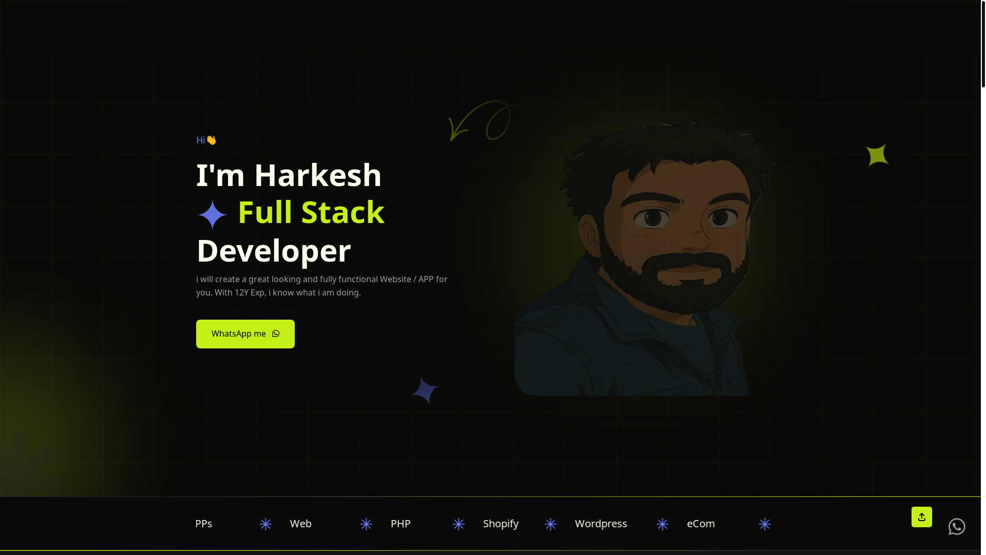 website screenshot of https://harkeshsharma.co.in/