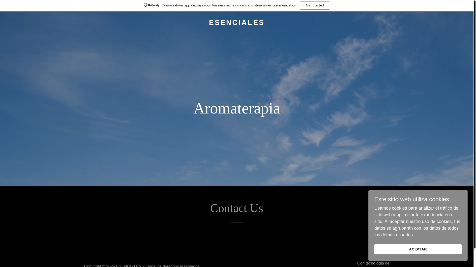 website screenshot of https://esencialesaromaterapia.com/
