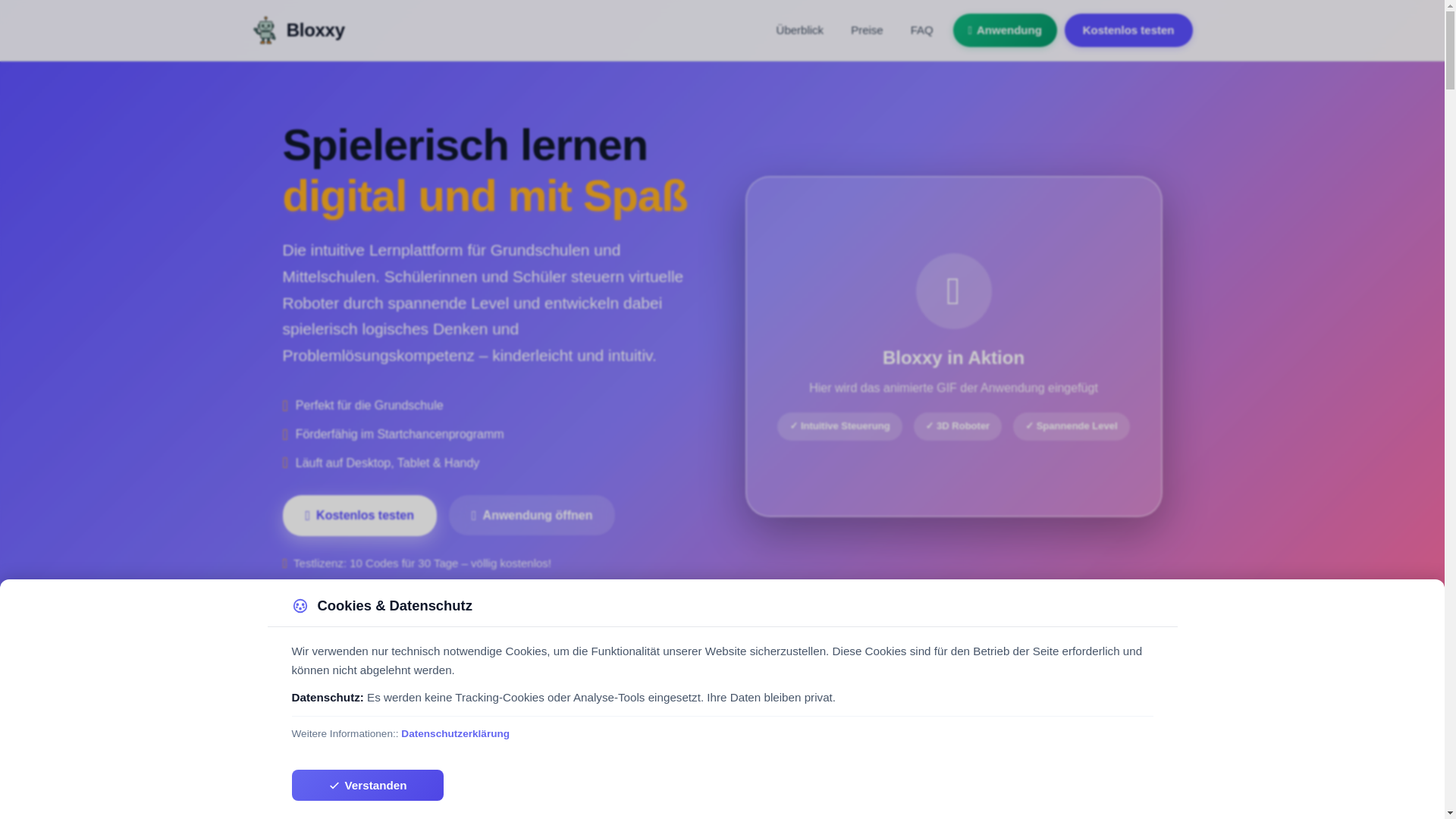 website screenshot of https://bloxxy.at/