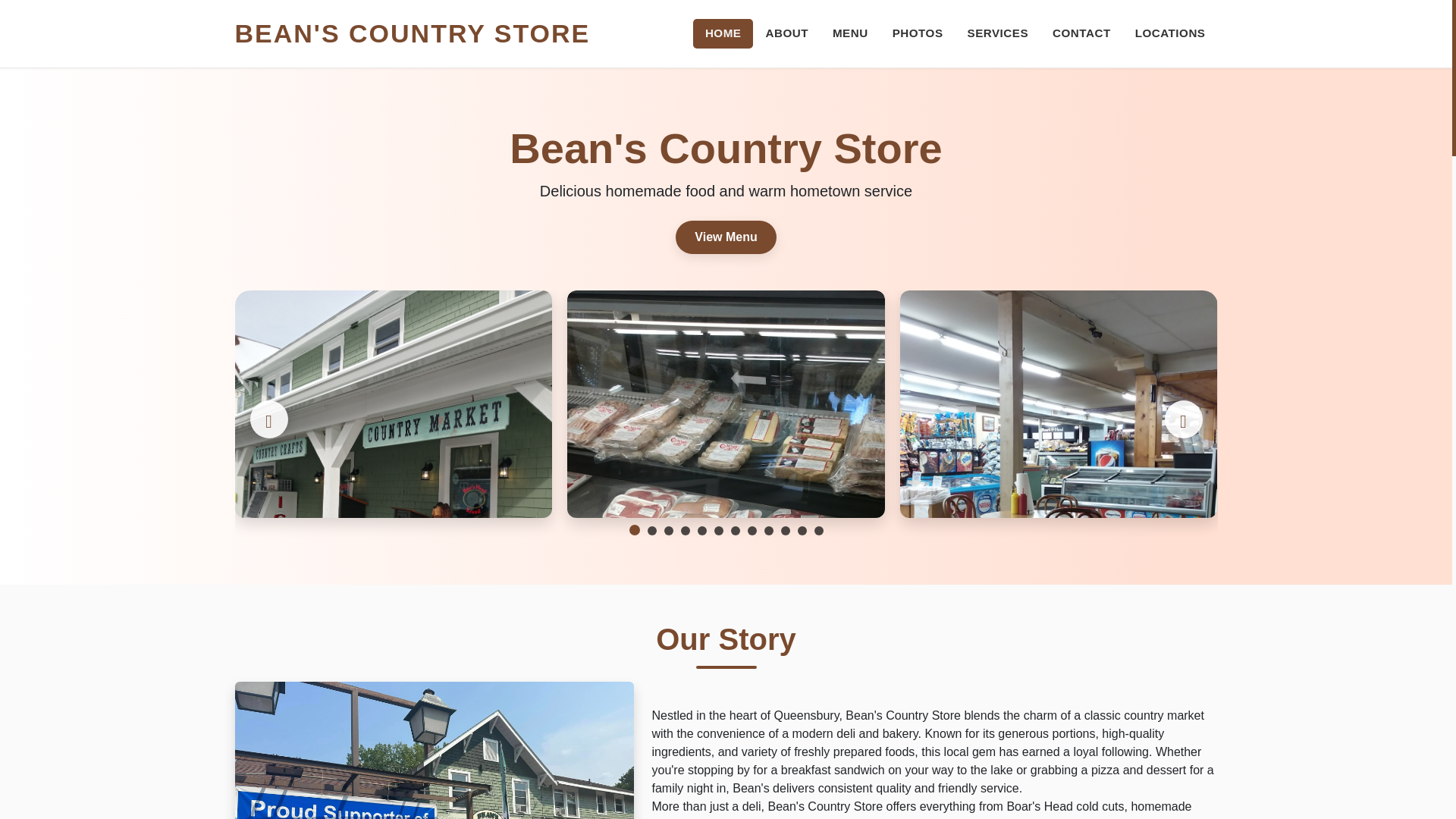 website screenshot of https://beans-country-store-site.pages.dev/