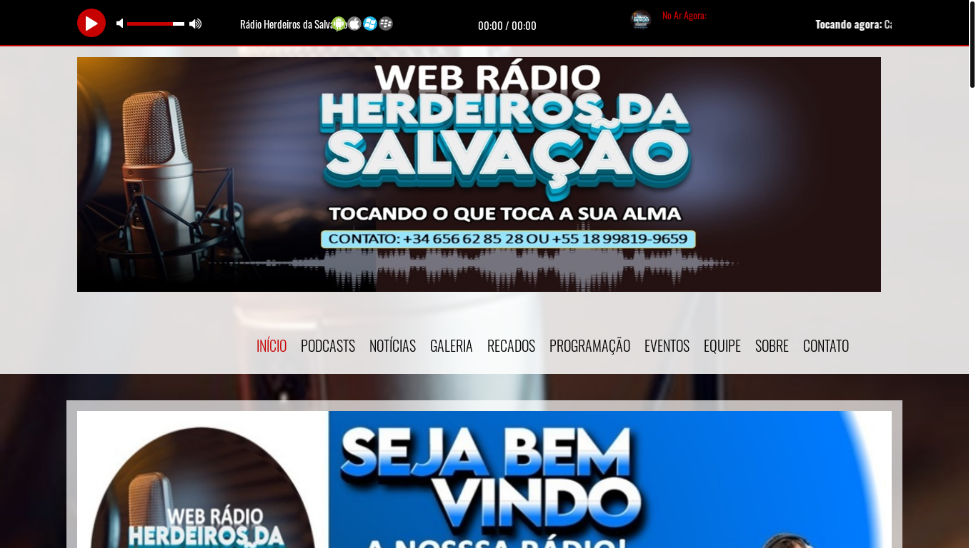 website screenshot of https://radioherdeirosdasalvacao.com.br/