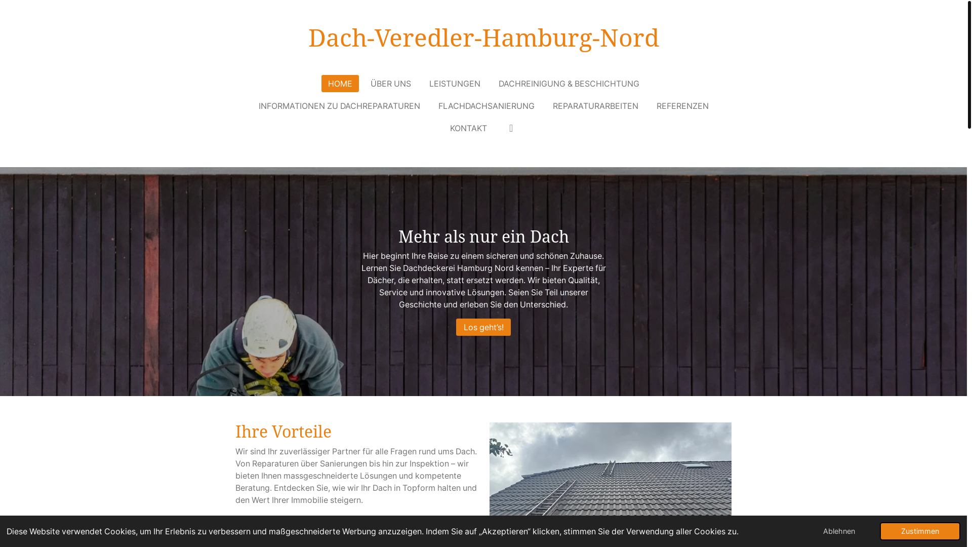 website screenshot of https://dach-veredler-hamburg-nord.de/