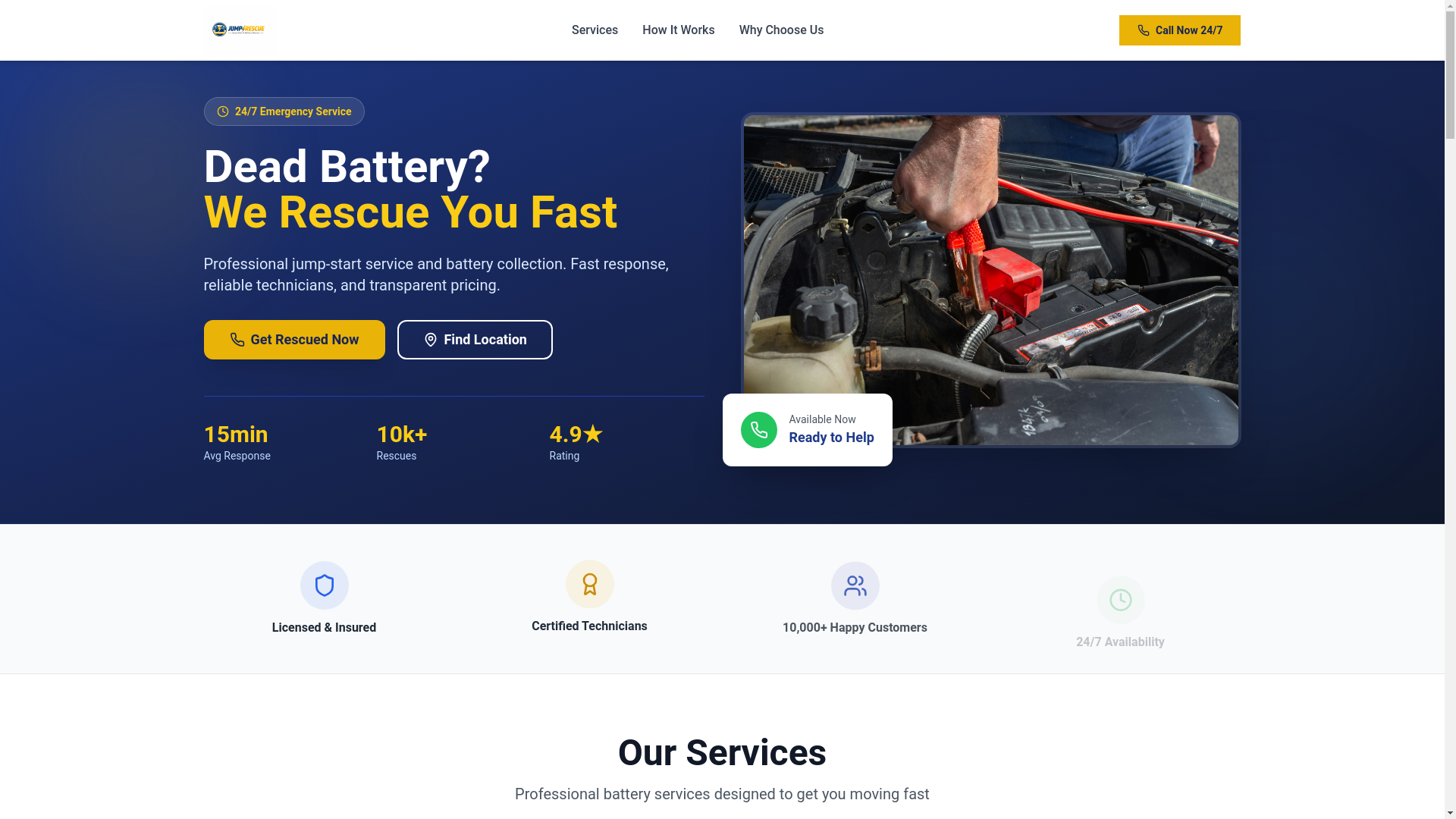 website screenshot of https://jumprescue.com/
