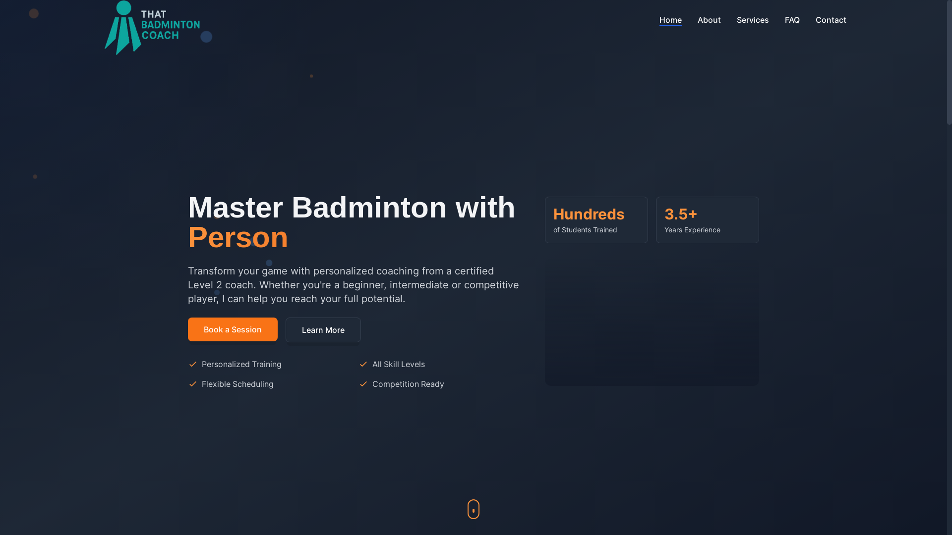 website screenshot of https://thatbadmintoncoach.co.uk/