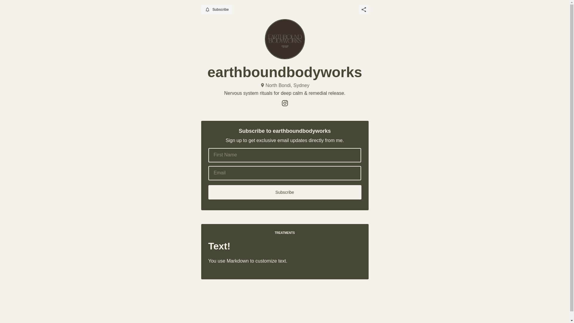 website screenshot of https://earthboundbodyworks.store/