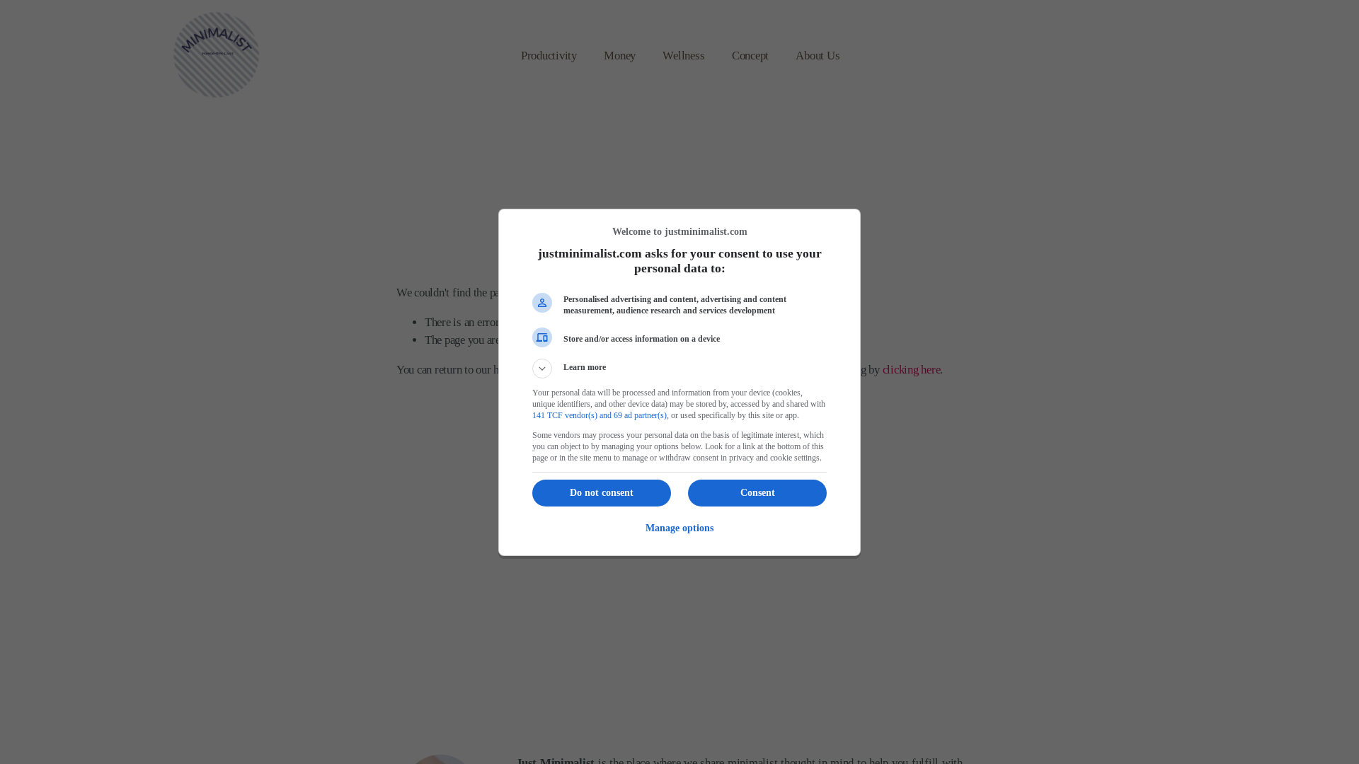 website screenshot of https://www.justminimalist.com/ads.txt