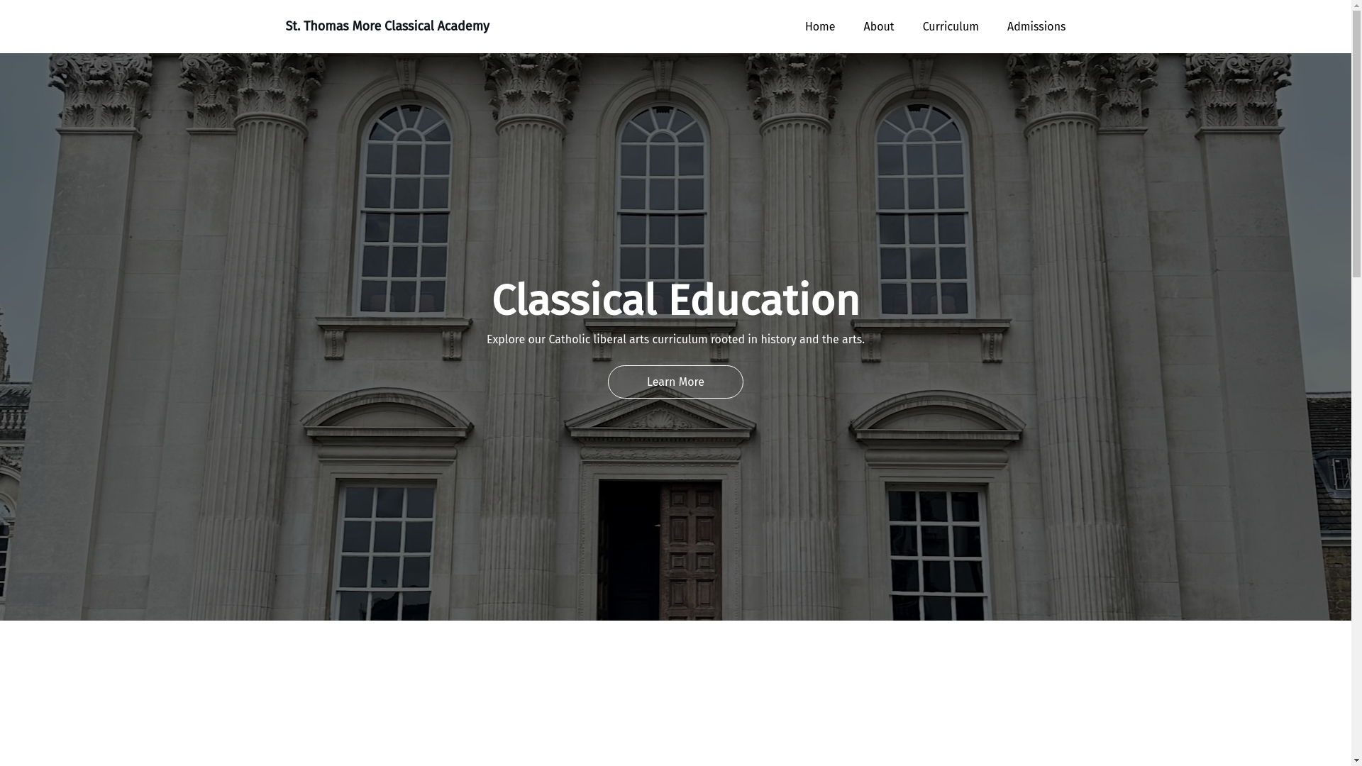 website screenshot of https://stthomasmoreclassicalacademy.org/