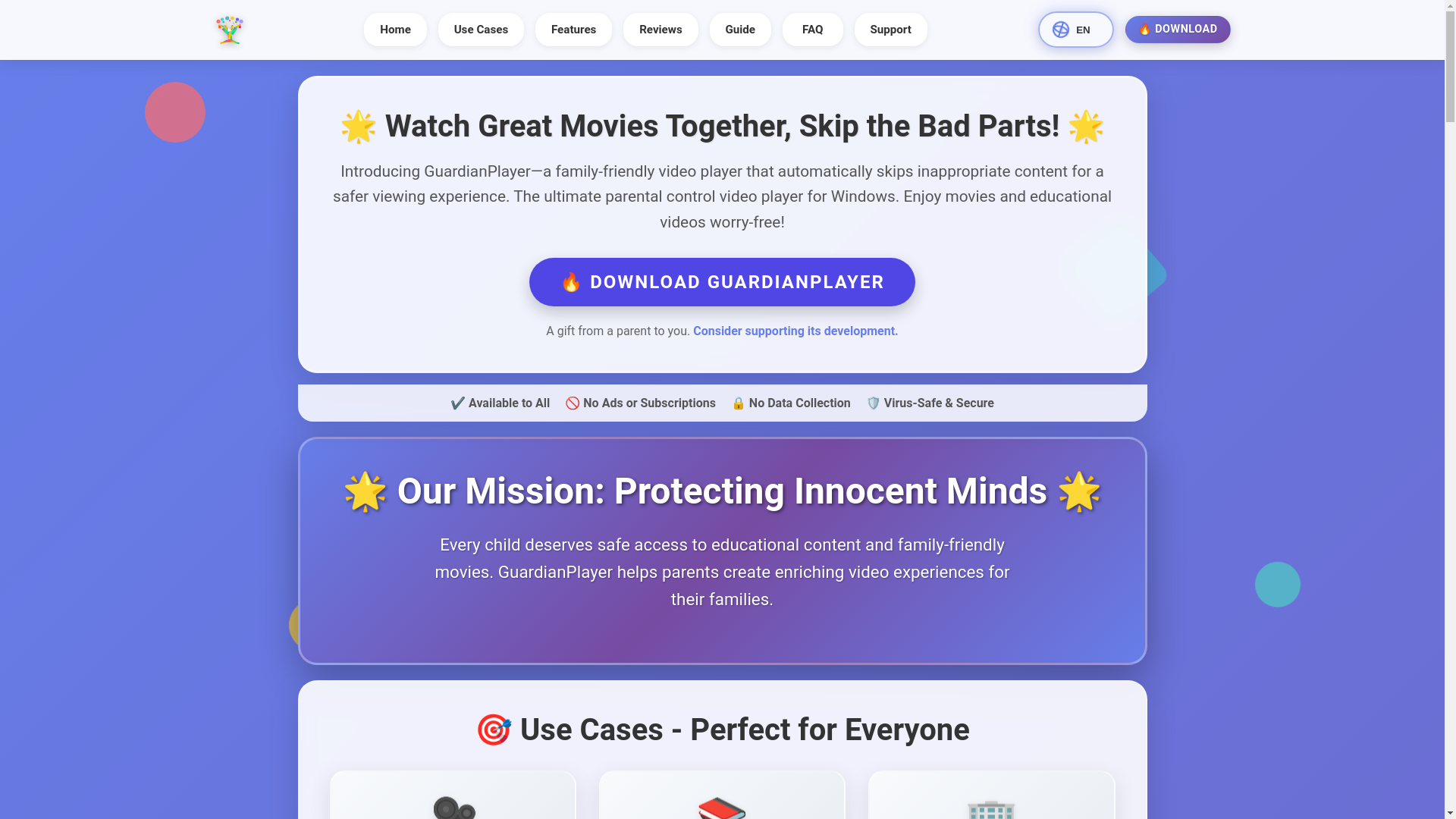 website screenshot of https://guardianplayer-windows.pages.dev/
