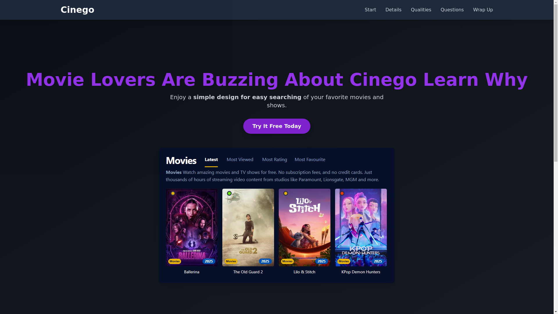 website screenshot of https://cinego-umx3.pages.dev/