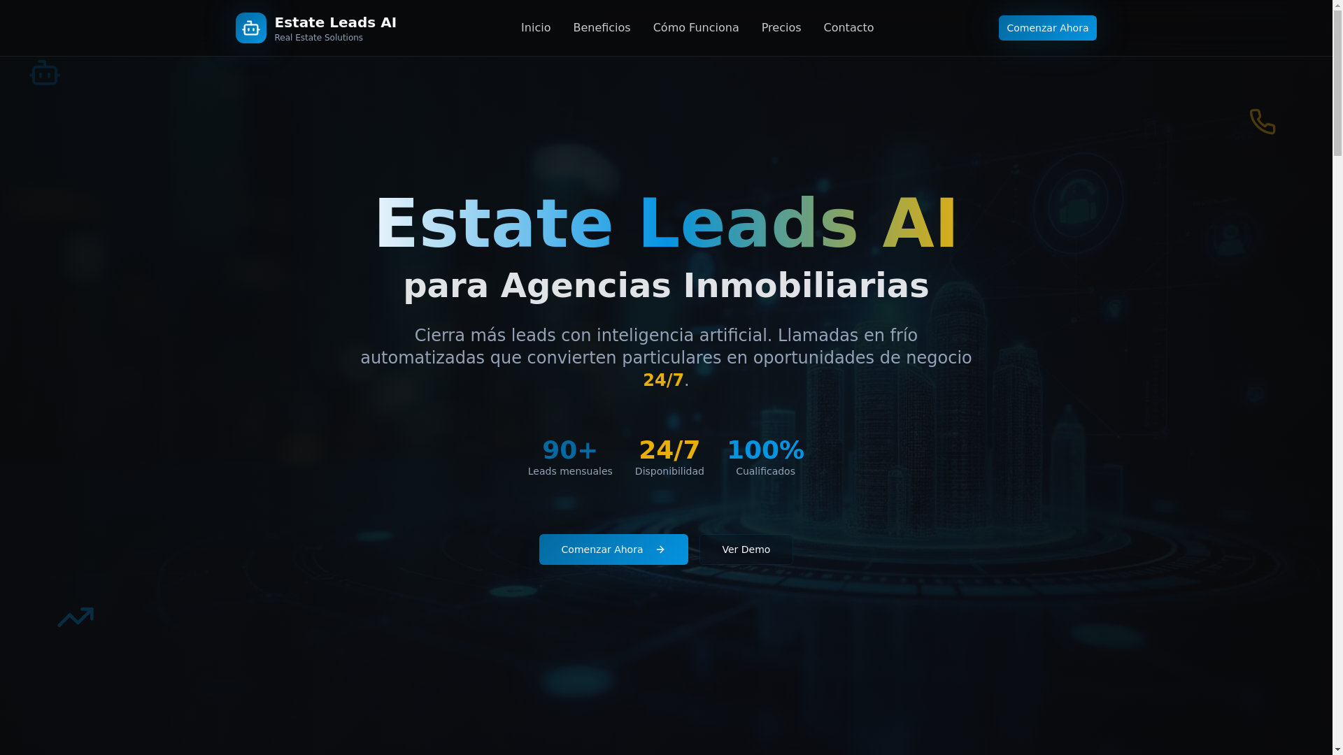 website screenshot of https://estateleadsai.com/