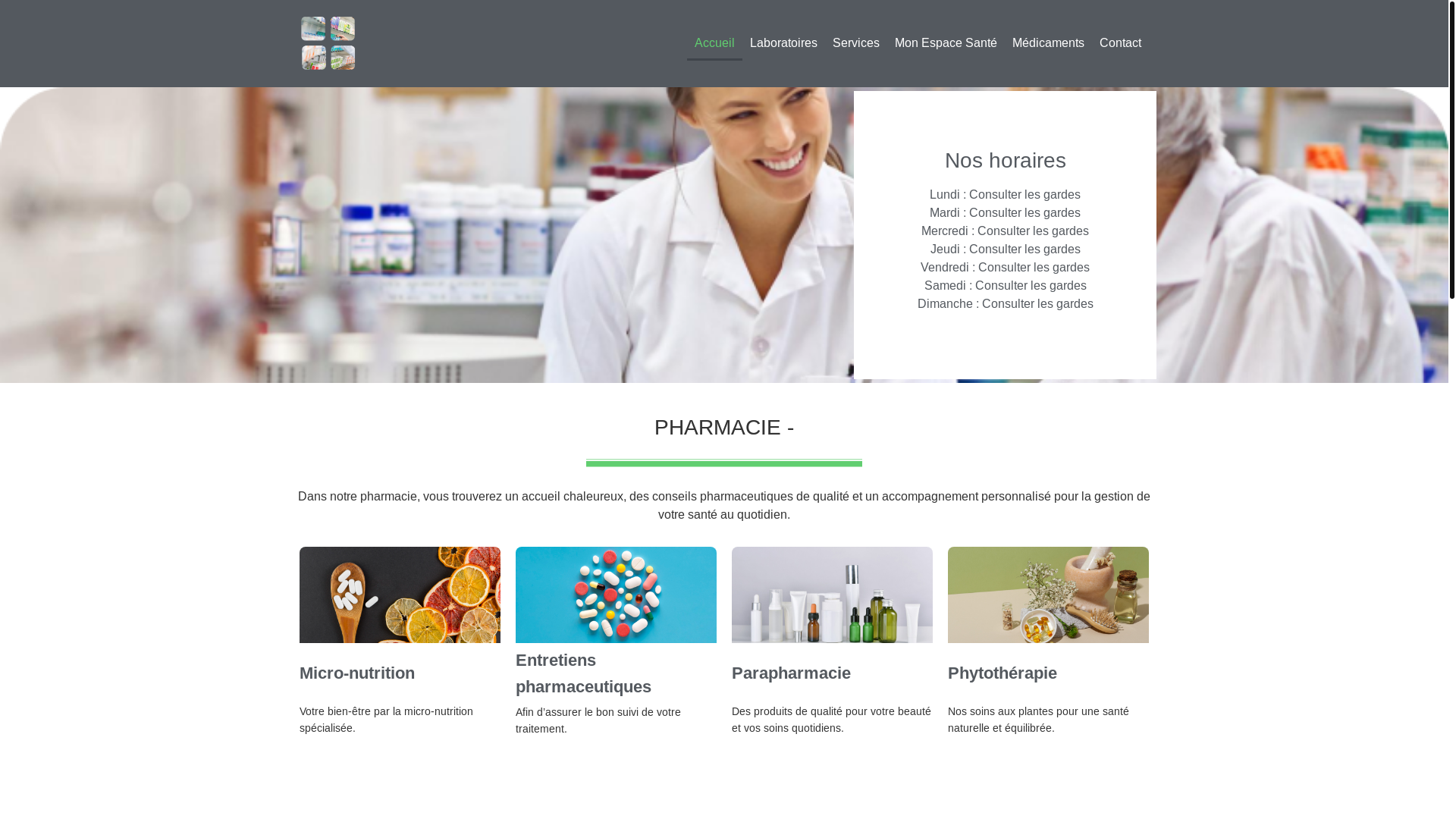 website screenshot of https://pharmaciecentralededraveill.fr/