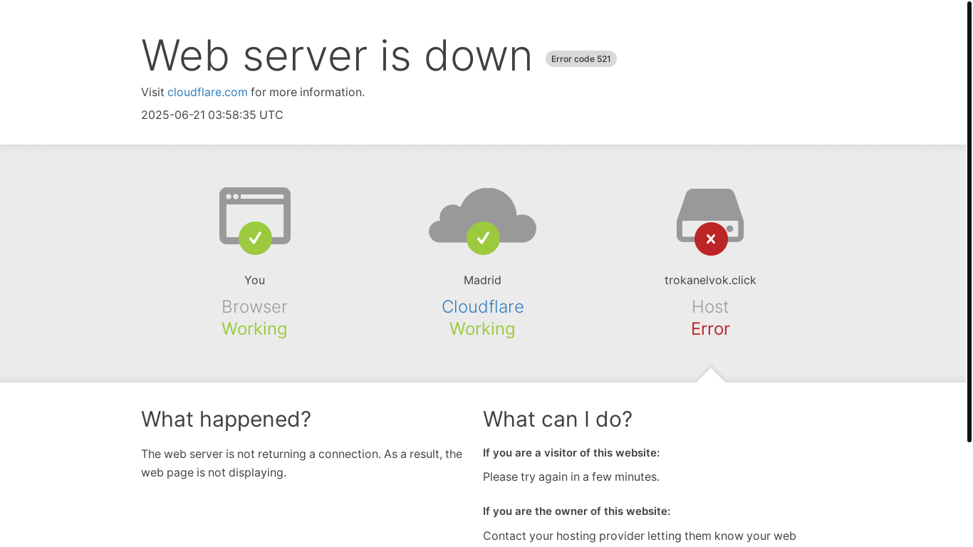 website screenshot of https://trokanelvok.click/